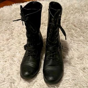 Used black Call It Spring size 7.5 biker boots